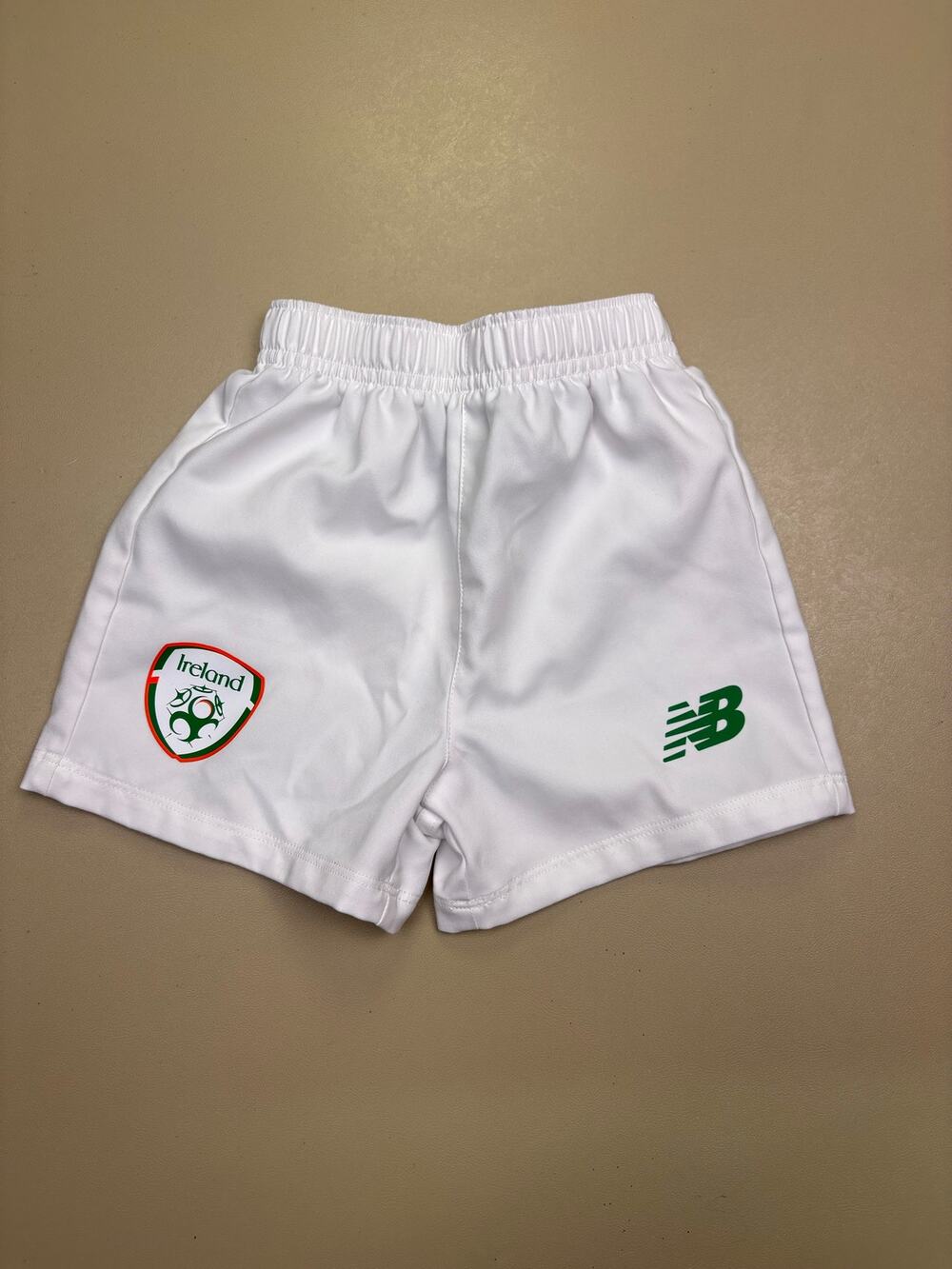 New Balance Ireland Soccer Shorts White Youth 6-12M Football Athletic EUC